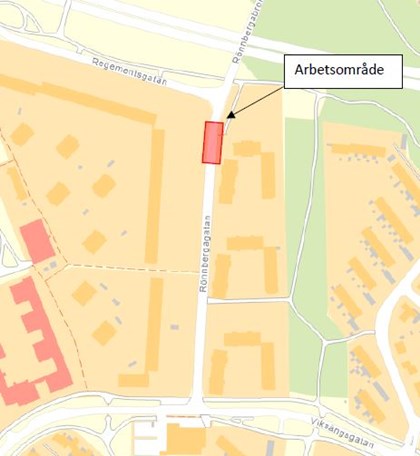 Karta över ledningsarbetet.